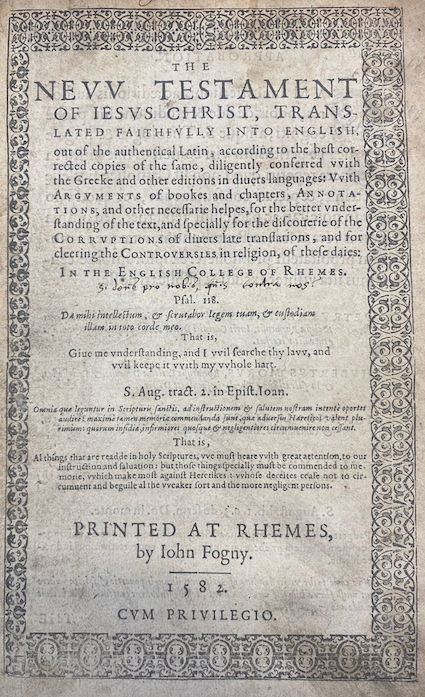 Cover, Douay–Rheims Bible, 1582